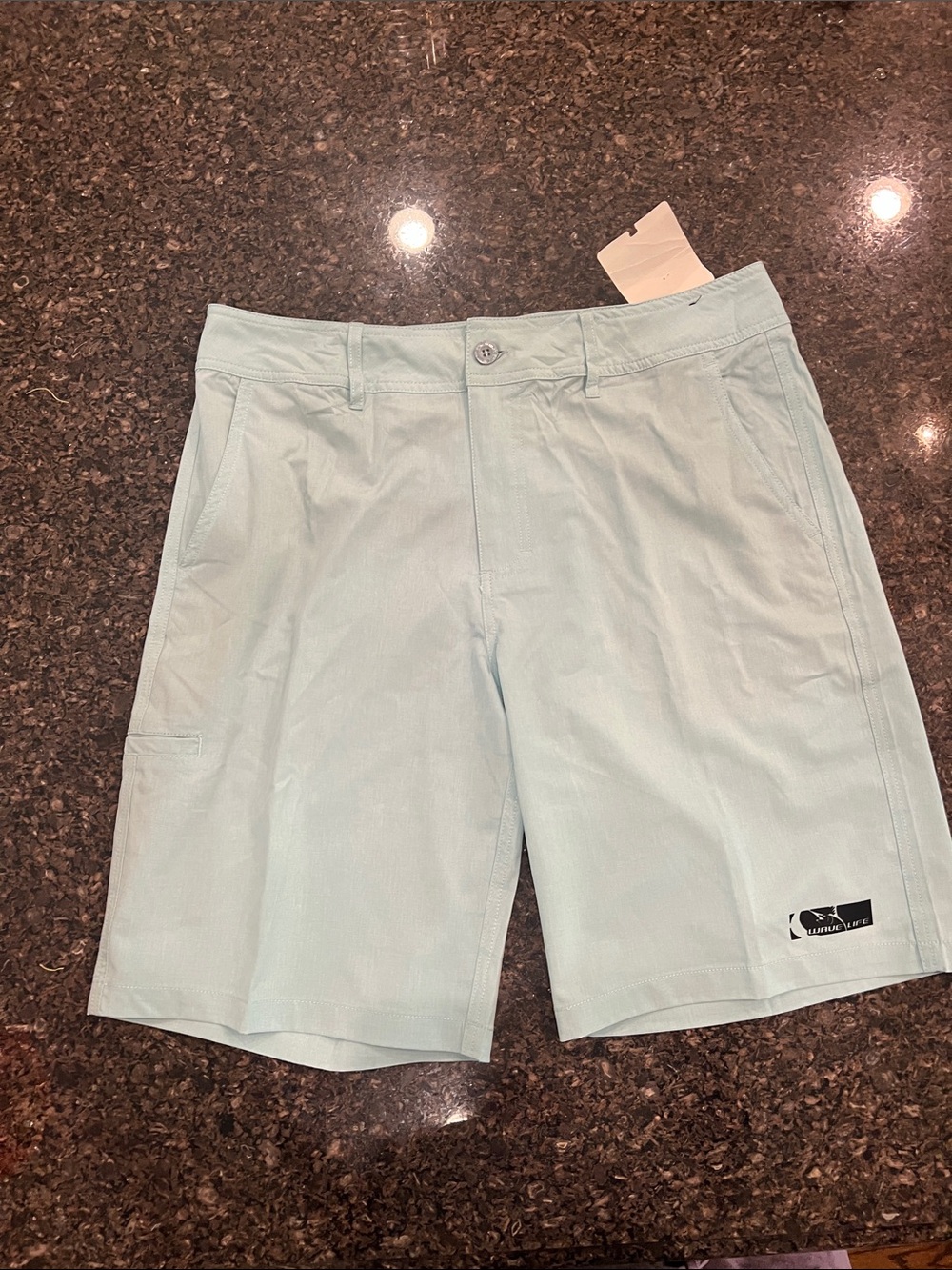 Wife Life Pale Blue-Green  Men's Flat Front Swim Shorts